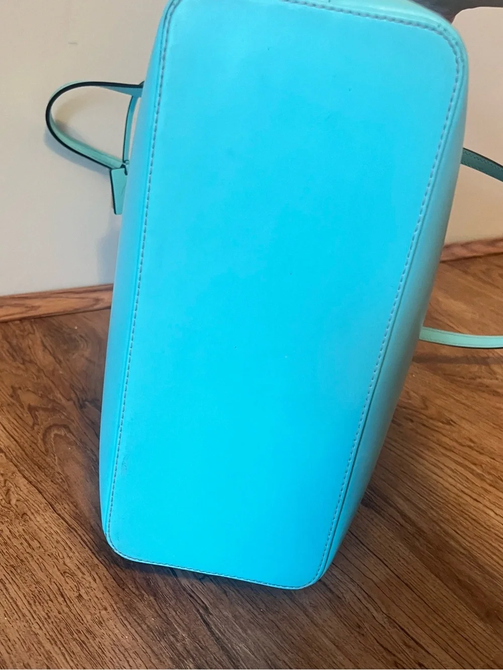 kate spade Turquoise Leather Tote with Logo Charm